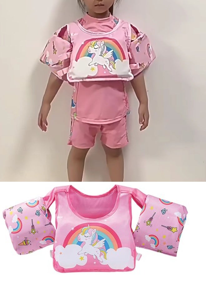 تابيت سترة سباحة للأطفال الصغار، ملابس سباحة للأطفال، سترة سباحة آمنة للأطفال من عمر سنتين إلى ست سنوات (لون المهر الوردي) - Image 1